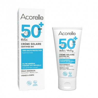 Protege la piel de tu bebé con la crema solar SPF50+ de Acorelle.