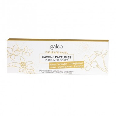 Caja 3 jabones pastilla perfumados Fleurs de soleil Galeo