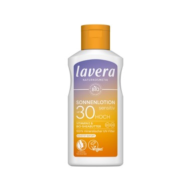 Loción solar Sensitive SPF 30 de lavera - Protección solar natural para piel sensible